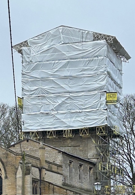 Sheeting over the tower